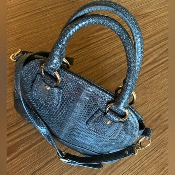Vintage Talbots - Fake Snakeskin Alma Bag - Embossed Leather Satchel Crossbody - Picture 13 of 13